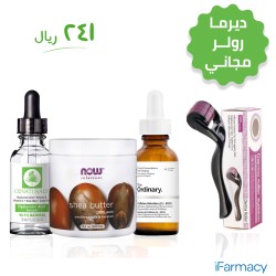 محلول الكافيين العادي 30 مل + حلول الأطعمة الآن زبدة الشيا 207 مل + حمض الهيالورونيك OZNATURALS 30 مل + هدية رول ديرما محلول الكافيين العادي 30 مل + حلول الأطعمة الآن زبدة الشيا 207 مل + حمض الهيالورونيك OZNATURALS 30 مل + هدية رول ديرما